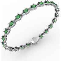 Pear-Shaped Emerald Bracelet with Pavé Diamond Halos by Fana - 7.35 Carat Total Gemstone Weight