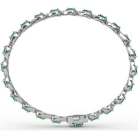 Pear-Shaped Emerald Bracelet with Pavé Diamond Halos by Fana - 7.35 Carat Total Gemstone Weight