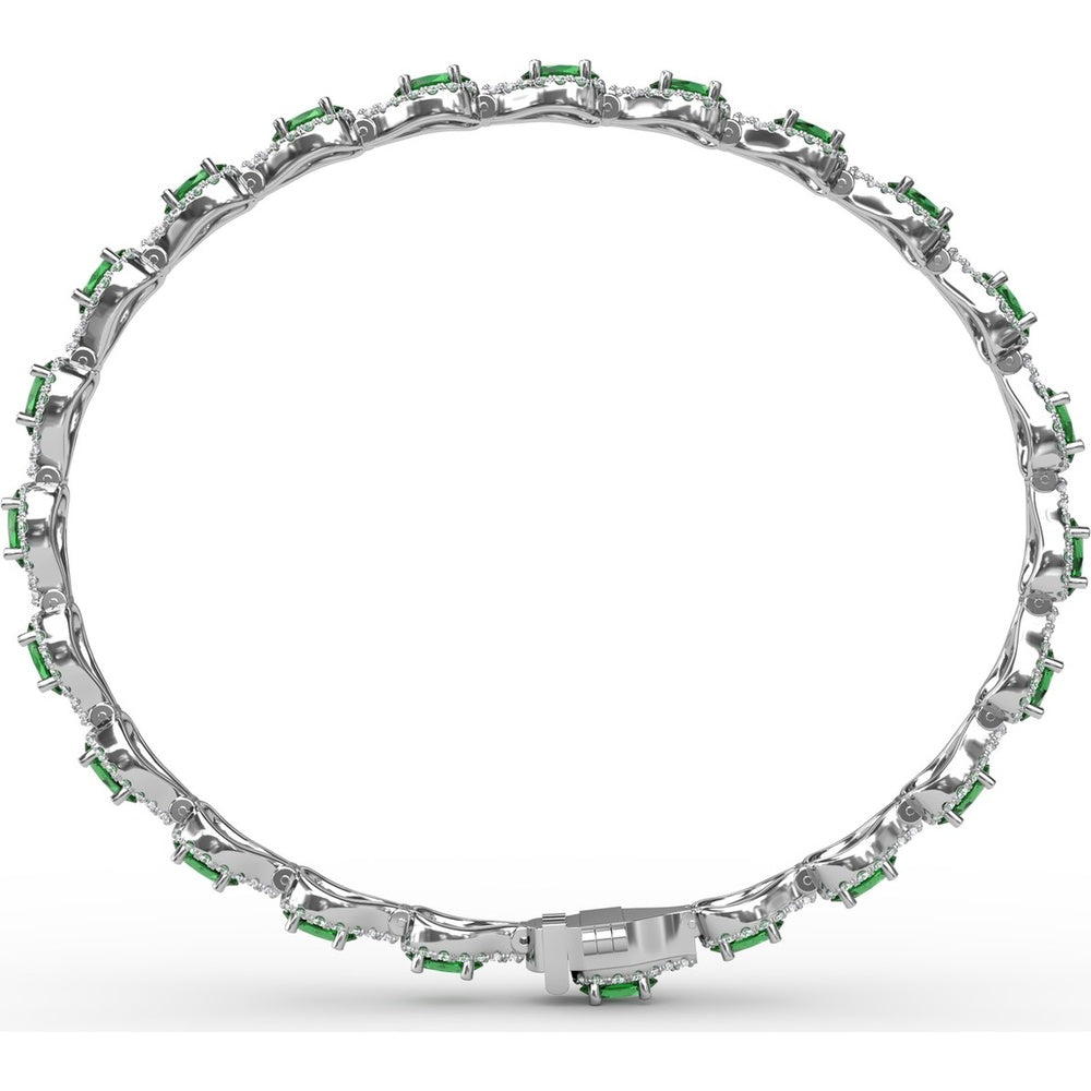 Pear-Shaped Emerald Bracelet with Pavé Diamond Halos by Fana - 7.35 Carat Total Gemstone Weight