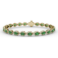 Pear-Shaped Emerald Bracelet with Pavé Diamond Halos by Fana - 7.35 Carat Total Gemstone Weight