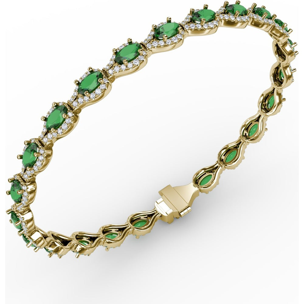 Pear-Shaped Emerald Bracelet with Pavé Diamond Halos by Fana - 7.35 Carat Total Gemstone Weight