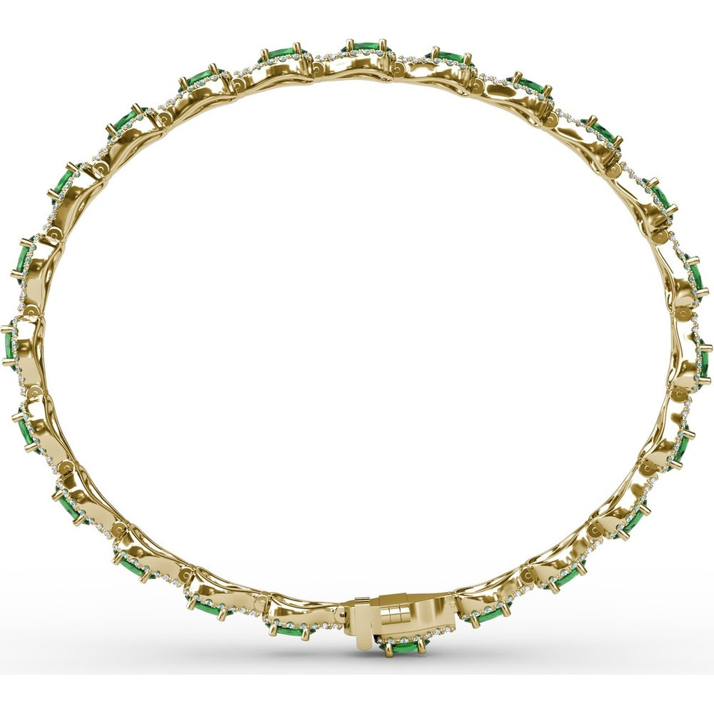 Pear-Shaped Emerald Bracelet with Pavé Diamond Halos by Fana - 7.35 Carat Total Gemstone Weight