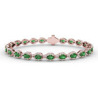 Pear-Shaped Emerald Bracelet with Pavé Diamond Halos by Fana - 7.35 Carat Total Gemstone Weight
