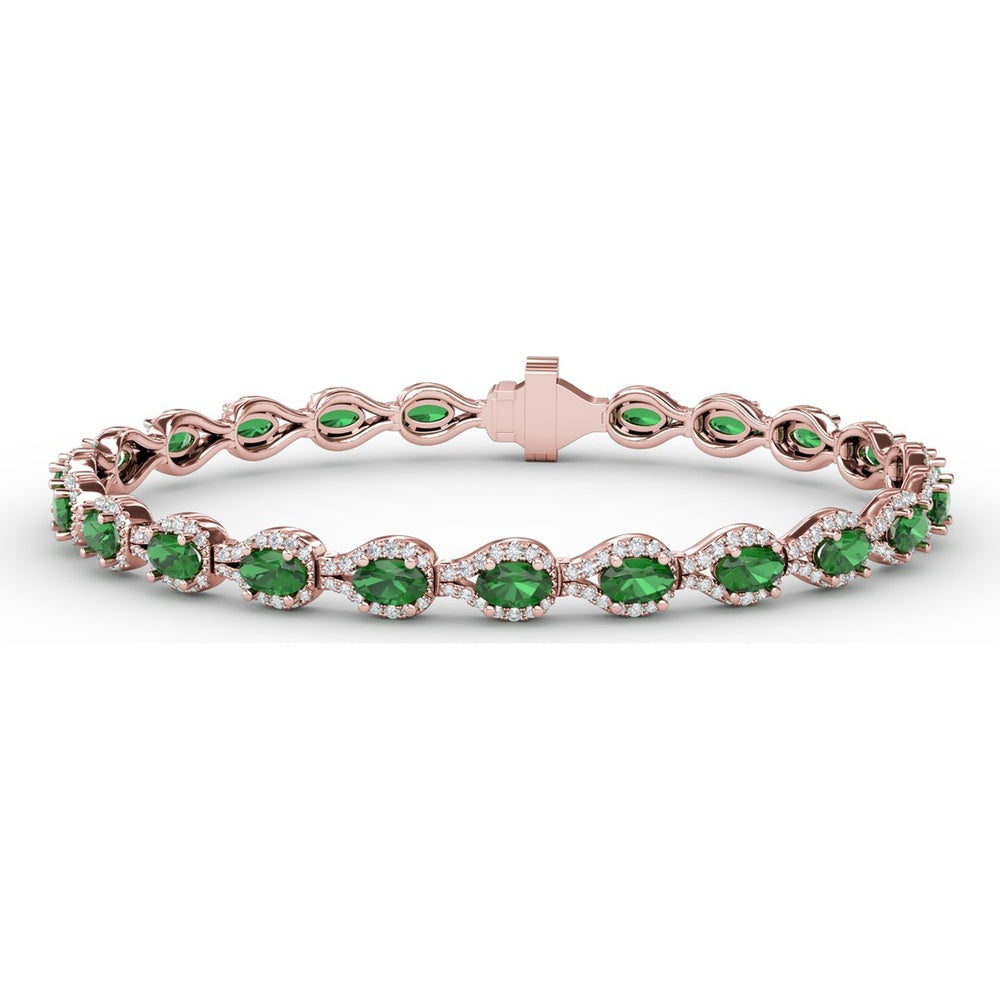 Pear-Shaped Emerald Bracelet with Pavé Diamond Halos by Fana - 7.35 Carat Total Gemstone Weight