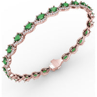 Pear-Shaped Emerald Bracelet with Pavé Diamond Halos by Fana - 7.35 Carat Total Gemstone Weight