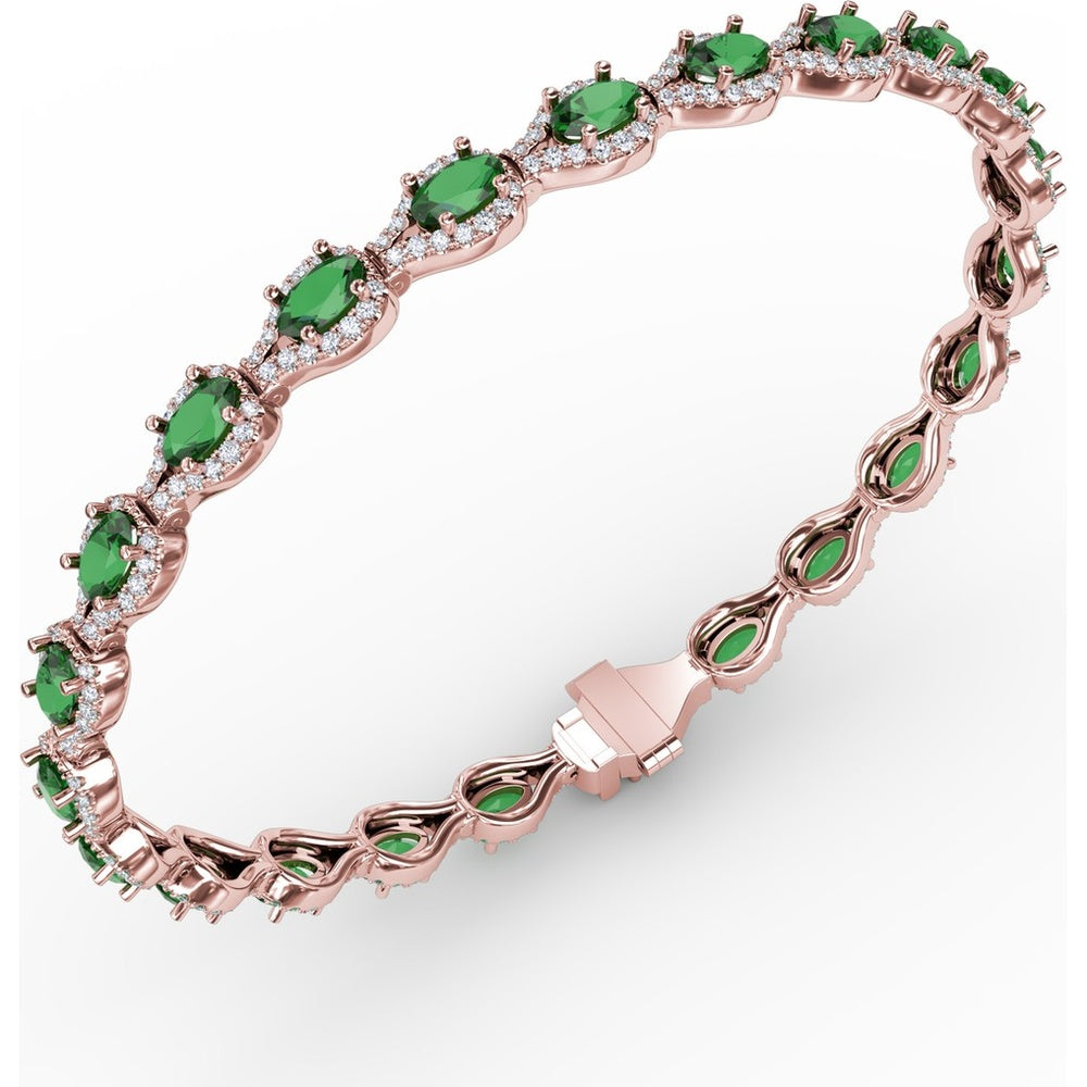 Pear-Shaped Emerald Bracelet with Pavé Diamond Halos by Fana - 7.35 Carat Total Gemstone Weight