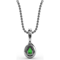 Pear-Shaped Emerald Pendant with Diamond Halo and Pavé Bail by Fana - 0.48 Carat Total Gemstone Weight