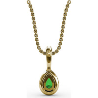 Pear-Shaped Emerald Pendant with Diamond Halo and Pavé Bail by Fana - 0.48 Carat Total Gemstone Weight