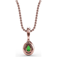 Pear-Shaped Emerald Pendant with Diamond Halo and Pavé Bail by Fana - 0.48 Carat Total Gemstone Weight