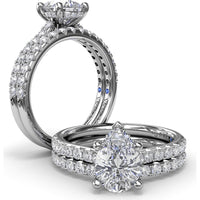 Pear-Shaped Engagement Ring Setting with Pavé Diamond Shank and Hidden Halo by Fana - 0.39 Carat Total Diamond Weight