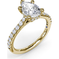 Pear-Shaped Engagement Ring Setting with Pavé Diamond Shank and Hidden Halo by Fana - 0.39 Carat Total Diamond Weight