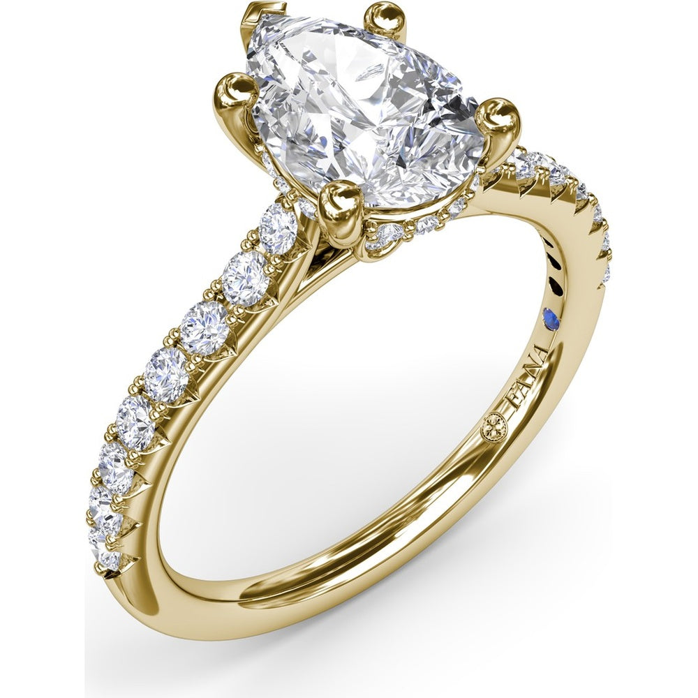 Pear-Shaped Engagement Ring Setting with Pavé Diamond Shank and Hidden Halo by Fana - 0.39 Carat Total Diamond Weight