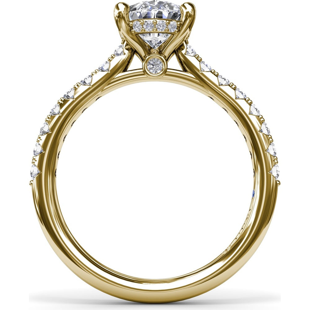 Pear-Shaped Engagement Ring Setting with Pavé Diamond Shank and Hidden Halo by Fana - 0.39 Carat Total Diamond Weight