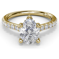 Pear-Shaped Engagement Ring Setting with Pavé Diamond Shank and Hidden Halo by Fana - 0.39 Carat Total Diamond Weight