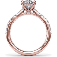 Pear-Shaped Engagement Ring Setting with Pavé Diamond Shank and Hidden Halo by Fana - 0.39 Carat Total Diamond Weight