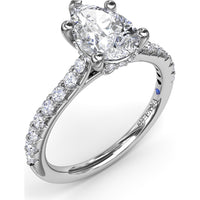 Pear-Shaped Engagement Ring Setting with Pavé Diamond Shank and Hidden Halo by Fana - 0.39 Carat Total Diamond Weight