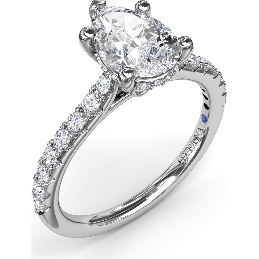 Pear-Shaped Engagement Ring Setting with Pavé Diamond Shank and Hidden Halo by Fana - 0.39 Carat Total Diamond Weight