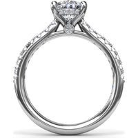 Pear-Shaped Engagement Ring Setting with Pavé Diamond Shank and Hidden Halo by Fana - 0.39 Carat Total Diamond Weight
