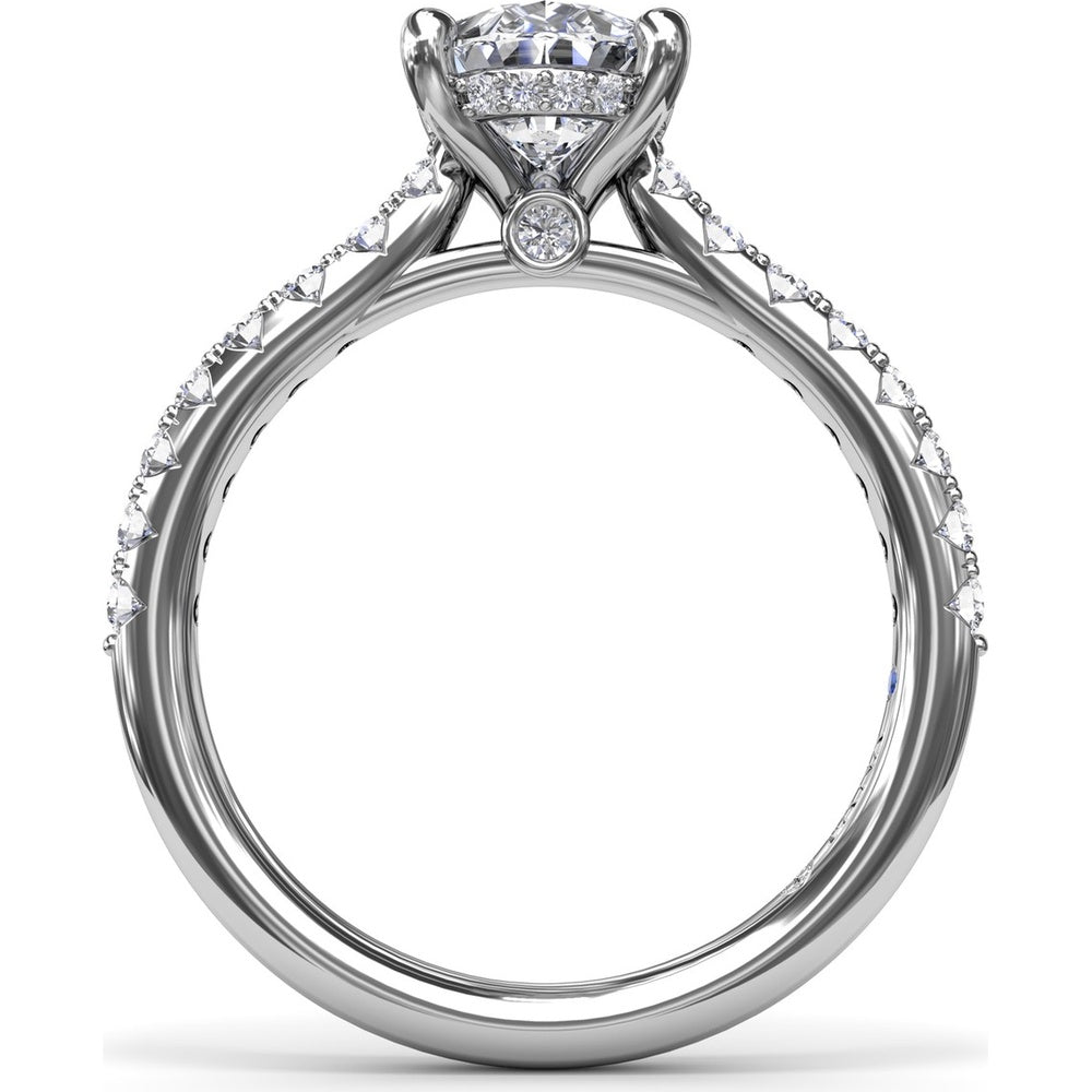 Pear-Shaped Engagement Ring Setting with Pavé Diamond Shank and Hidden Halo by Fana - 0.39 Carat Total Diamond Weight