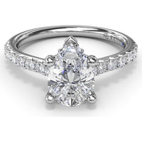Pear-Shaped Engagement Ring Setting with Pavé Diamond Shank and Hidden Halo by Fana - 0.39 Carat Total Diamond Weight