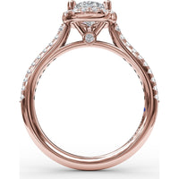 Pear-Shaped Halo Engagement Ring Setting with Pavé Diamond Band by Fana - 0.34 Carat Total Diamond Weight
