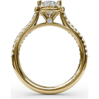 Pear-Shaped Halo Engagement Ring Setting with Pavé Diamond Band by Fana - 0.34 Carat Total Diamond Weight