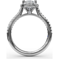 Pear-Shaped Halo Engagement Ring Setting with Pavé Diamond Band by Fana - 0.34 Carat Total Diamond Weight