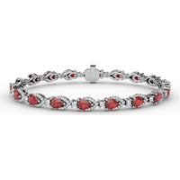 Pear-Shaped Ruby and Diamond Halo Bracelet by Fana - 7.92 Carat Total Gemstone Weight