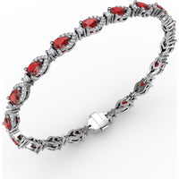 Pear-Shaped Ruby and Diamond Halo Bracelet by Fana - 7.92 Carat Total Gemstone Weight