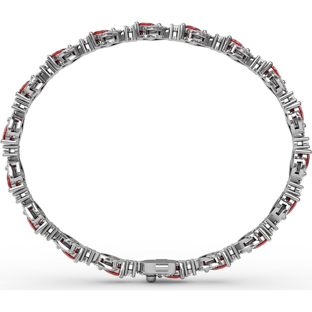 Pear-Shaped Ruby and Diamond Halo Bracelet by Fana - 7.92 Carat Total Gemstone Weight