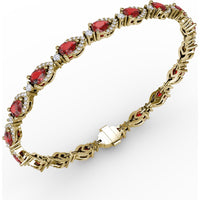 Pear-Shaped Ruby and Diamond Halo Bracelet by Fana - 7.92 Carat Total Gemstone Weight