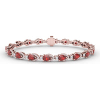 Pear-Shaped Ruby and Diamond Halo Bracelet by Fana - 7.92 Carat Total Gemstone Weight