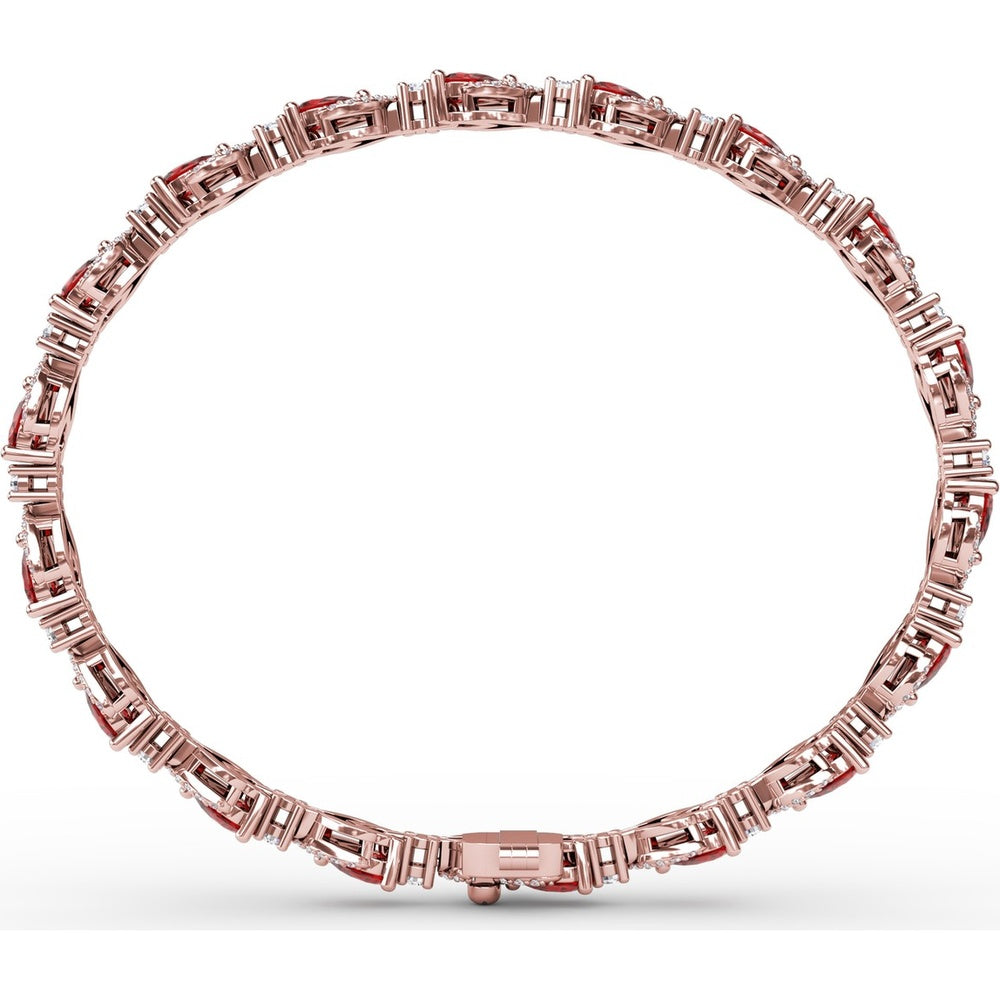 Pear-Shaped Ruby and Diamond Halo Bracelet by Fana - 7.92 Carat Total Gemstone Weight