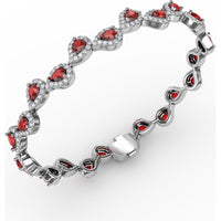 Pear-Shaped Ruby and Diamond Halo Bracelet with Pavé Setting by Fana - 7.16 Carat Total Gemstone Weight