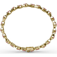 Pear-Shaped Ruby and Diamond Halo Bracelet with Pavé Setting by Fana - 7.16 Carat Total Gemstone Weight