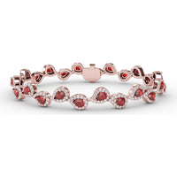 Pear-Shaped Ruby and Diamond Halo Bracelet with Pavé Setting by Fana - 7.16 Carat Total Gemstone Weight