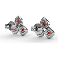 Pear-Shaped Ruby and Diamond Halo Cluster Stud Earrings by Fana - 1.71 Carat Total Gemstone Weight