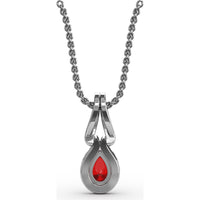 Pear-Shaped Ruby and Diamond Halo Pendant with Pavé Setting by Fana - 0.73 Carat Total Gemstone Weight