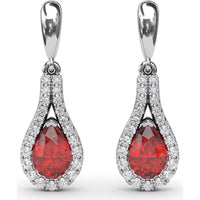 Pear-Shaped Ruby and Diamond Wrap Drop Earrings by Fana - 1.60 Carat Total Gemstone Weight