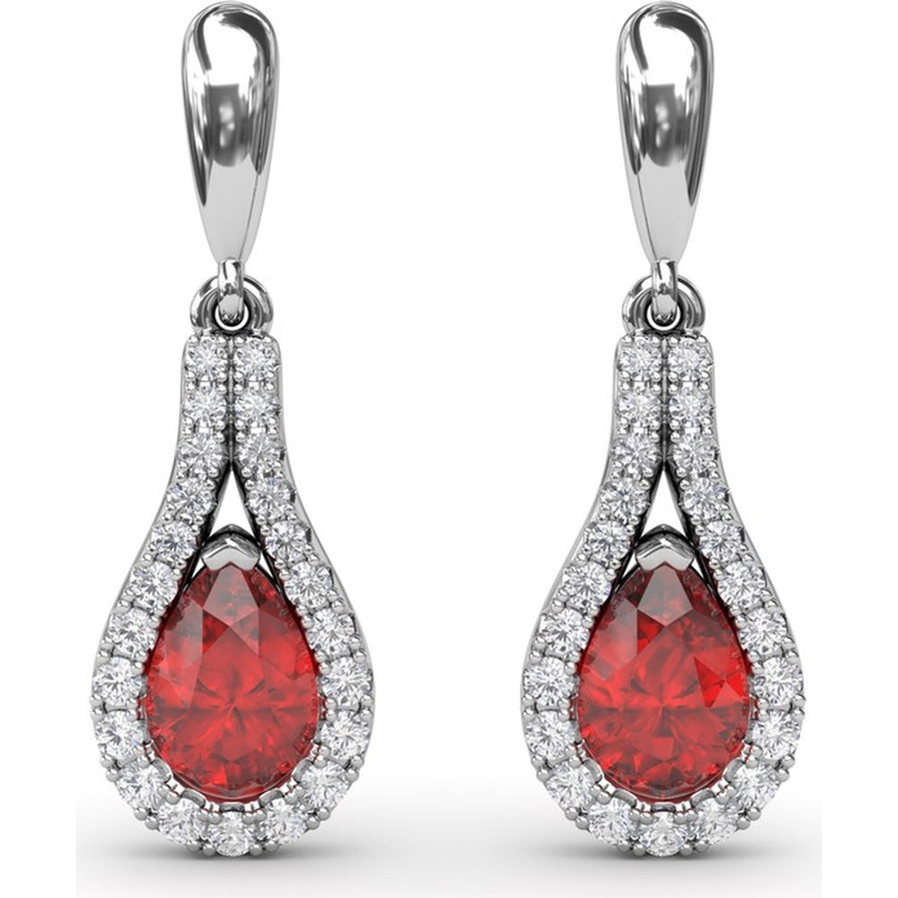 Pear-Shaped Ruby and Diamond Wrap Drop Earrings by Fana - 1.60 Carat Total Gemstone Weight