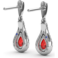 Pear-Shaped Ruby and Diamond Wrap Drop Earrings by Fana - 1.60 Carat Total Gemstone Weight