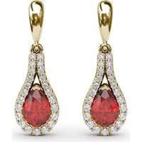 Pear-Shaped Ruby and Diamond Wrap Drop Earrings by Fana - 1.60 Carat Total Gemstone Weight
