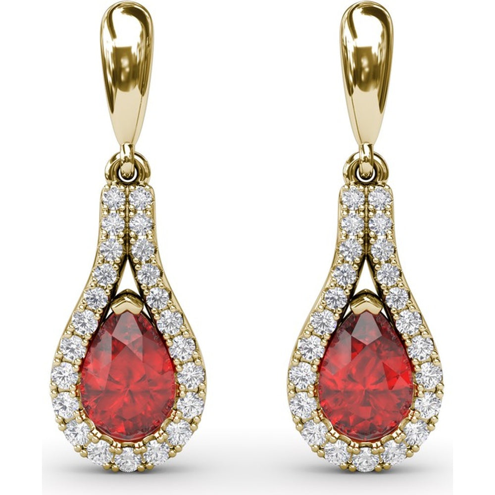Pear-Shaped Ruby and Diamond Wrap Drop Earrings by Fana - 1.60 Carat Total Gemstone Weight
