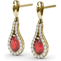 Pear-Shaped Ruby and Diamond Wrap Drop Earrings by Fana - 1.60 Carat Total Gemstone Weight