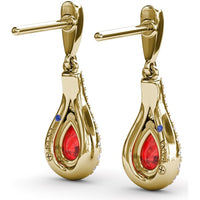 Pear-Shaped Ruby and Diamond Wrap Drop Earrings by Fana - 1.60 Carat Total Gemstone Weight