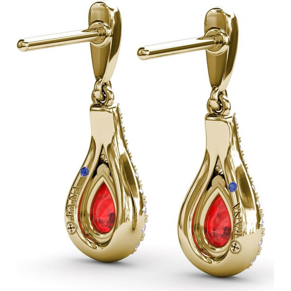 Pear-Shaped Ruby and Diamond Wrap Drop Earrings by Fana - 1.60 Carat Total Gemstone Weight