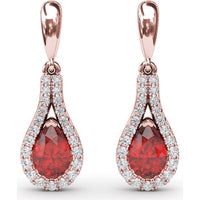Pear-Shaped Ruby and Diamond Wrap Drop Earrings by Fana - 1.60 Carat Total Gemstone Weight