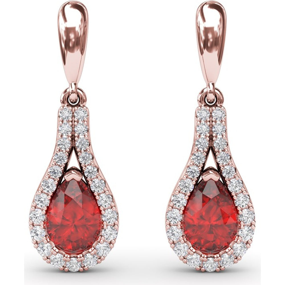 Pear-Shaped Ruby and Diamond Wrap Drop Earrings by Fana - 1.60 Carat Total Gemstone Weight