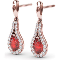 Pear-Shaped Ruby and Diamond Wrap Drop Earrings by Fana - 1.60 Carat Total Gemstone Weight