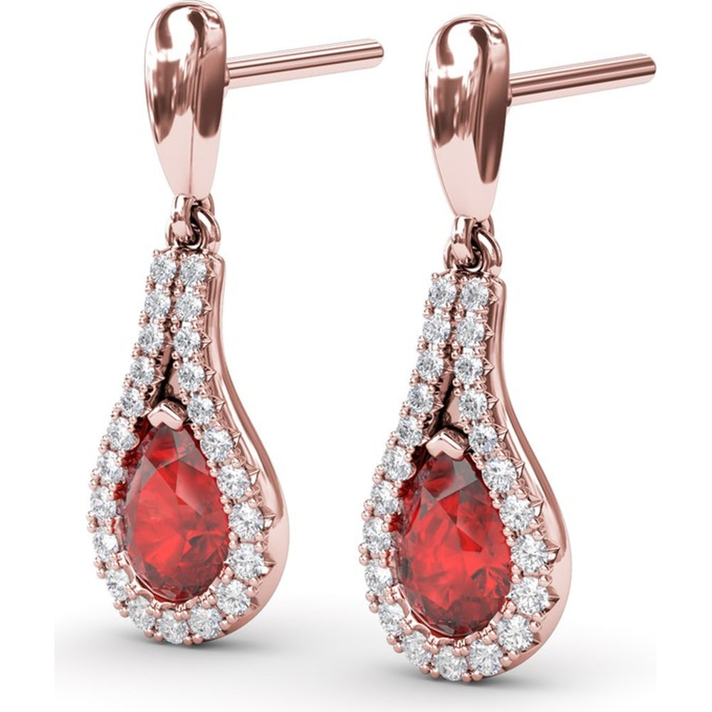 Pear-Shaped Ruby and Diamond Wrap Drop Earrings by Fana - 1.60 Carat Total Gemstone Weight